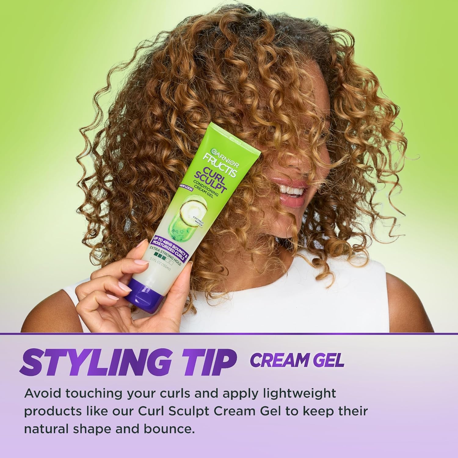 Fructis Style Curl Sculpt Conditioning Cream Gel for Bounce & Moisture, 5.1 Fl Oz, 1 Count (Packaging May Vary)